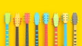 Set of fingerboard of electric acoustic guitar isolated on multicolor background Royalty Free Stock Photo