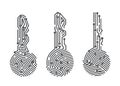 Set of fingerprint key. Security system user verification. Biometric ID for software login. Vector