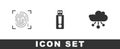 Set Fingerprint, USB flash drive and Internet of things icon. Vector Royalty Free Stock Photo