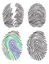 Set of fingerprint vector flat line icons.