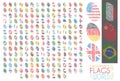 204 fingerprints colored with the national flags of all sovereing countries in the world. Icon set Vector Illustration Royalty Free Stock Photo