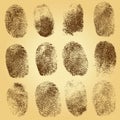 Set of fingerprints on vintage background