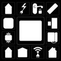 Set of Fire alarm, Home, Wireless, Garage, Eco home, Dial, Cool, Doorbell, Meter, editable icon pack