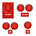 Set of fire alarms vector illustration isolated on white background Royalty Free Stock Photo