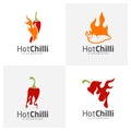 Set of Fire Chili logo design vector template, Red Chili Illustration, Symbol Icon