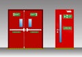 Set of fire door exit isolated or fire emergency exit door or red door to evacuate when fire accident. eps