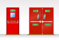 set of fire door exit isolated or fire emergency exit door or red door to evacuate when fire accident. eps