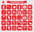 Set of fire emergency icons