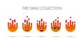 Set of fire emoticons, icon pack, emoji isolated on white background. vector illustration.Using flat colors Royalty Free Stock Photo