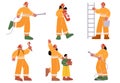 Set of fire fighters male and female characters