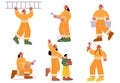 Set of fire fighters male and female characters Royalty Free Stock Photo