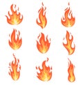 Set fire flames. Royalty Free Stock Photo