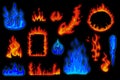 Set of fire flames Royalty Free Stock Photo