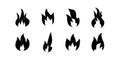 Set of Fire, Flames Icon In Black and White Color Vector Illustration Royalty Free Stock Photo