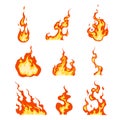 Set of fire flames isolated on white background  Vector illustration Royalty Free Stock Photo
