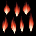 Set of fire flames logo Royalty Free Stock Photo