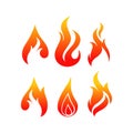 set fire flames vector icons illustrations in white background Royalty Free Stock Photo