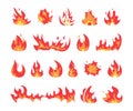 Set of fire in a flat design. Cartoon fire collection Royalty Free Stock Photo