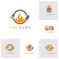 Set of Fire Food logo template, Hot Food Logo designs concept vector