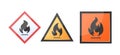 Set of fire hazard signs in flat style Royalty Free Stock Photo