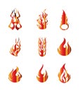 Set of Fire Icons Elements Vector Royalty Free Stock Photo