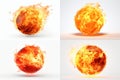 set of fireballs isolated on white background