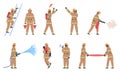 Set of Firefighter characters