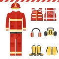 Set of firefighter clothes