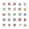 Set of Firefighter Color Line Icons. Fireman, Evacuation Plan, Hydrant and more.