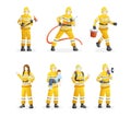 Set of Firefighters put out fires and save civilians Royalty Free Stock Photo