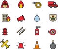 Set of Firefighting Icons or Symbols