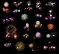 Set of fireworks #2. Royalty Free Stock Photo