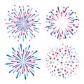 Set of fireworks elements for Independence day