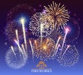 Set of fireworks, festive banner, invitation to a holiday. Vector