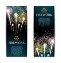 Set of fireworks, festive vertical banner, firecracker vector Royalty Free Stock Photo