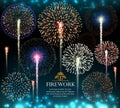 Set of fireworks, invitation to a holiday. Vector Royalty Free Stock Photo