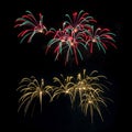 Set of fireworks isolated on black Royalty Free Stock Photo