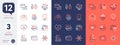 Set of Fireworks stars, Mattress and Love letter line icons. For design. Vector Royalty Free Stock Photo