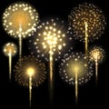 Set of fireworks. Vector illustration. Royalty Free Stock Photo