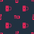 Set First aid kit and Lighter on seamless pattern. Vector Royalty Free Stock Photo