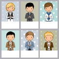 Set of 6 first communion boy cards Royalty Free Stock Photo