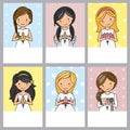 Set of 6 first communion girl cards