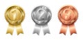 Set Of First Second Third Prize Medals Royalty Free Stock Photo