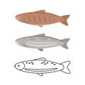 set of fish in different styles