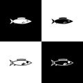 Set Fish icon isolated on black and white background. Vector. Royalty Free Stock Photo