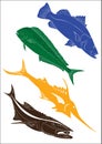 Set of 4 fish illustrations