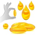 Set fish oil capsule and drops. Royalty Free Stock Photo