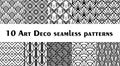 Set of 10 fish scale art deco style patterns. Retro style rhombus ornaments