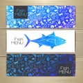 Set of fish seafood banners. Royalty Free Stock Photo