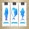 Set of fish seafood banners. Royalty Free Stock Photo